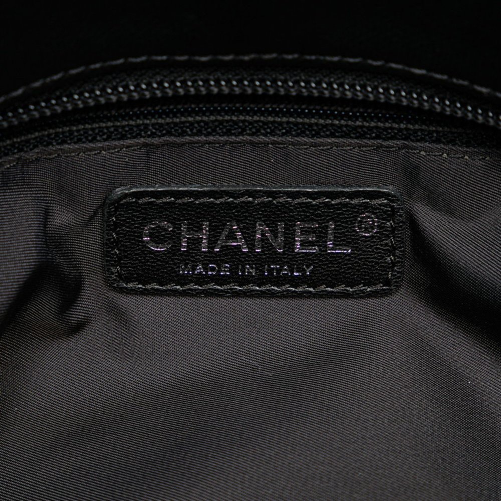 CHANEL Paris Biarritz PM Tote Bag Shoulder A34208 Black Leather Canvas Women's - Picture 5 of 8